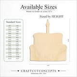 Size reference chart for SINGLE CANDLE CAKE