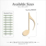 Size reference chart for Eighth Note