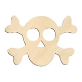Laser-cut baltic birch silhouette of Skull and Crossbones