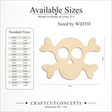Size reference chart for Skull and Crossbones