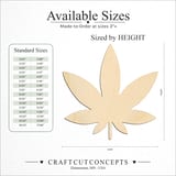 Size reference chart for Marijuana Leaf