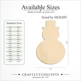 Size reference chart for Stubby Snowman with Hat