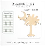 Size reference chart for SOUTH CAROLINA FLAG CRESCENT PALMETTO