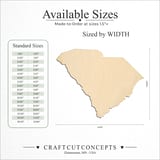 Size reference chart for SOUTH CAROLINA STATE SILHOUETTE