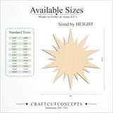 Size reference chart for SPIKY SUN