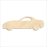 Laser-cut baltic birch silhouette of SPORTS CAR WINDOWED COUPE