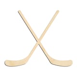 Laser-cut baltic birch silhouette of SPORTS CURVED CROSSED HOCKEY STICKS