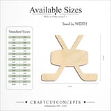 Size reference chart for Hockey Puck with Crossed Sticks