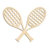 Laser-cut baltic birch silhouette of Crossed Tennis Rackets
