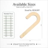 Size reference chart for STANDARD CANDY CANE
