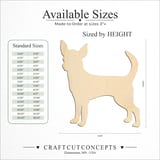 Size reference chart for Standing Chihuahua