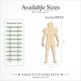 Size reference chart for STANDING FOOTBALL PLAYER