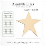 Size reference chart for STAR CRAFTY