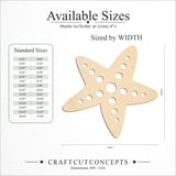Size reference chart for STAR FISH SPOTTED