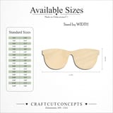 Size reference chart for SUN GLASSES