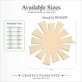 Size reference chart for SUN SHAPE