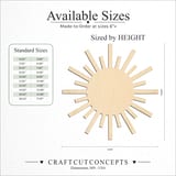 Size reference chart for SUN STRAIGHT RAYS DENSE
