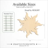 Size reference chart for SUN WAVY RAYS BROAD