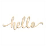 Laser-cut baltic birch silhouette of SWASH HELLO SCRIPT