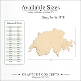 Size reference chart for SWITZERLAND