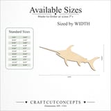 Size reference chart for SWORD FISH STRAIGHT BILL