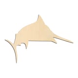 Laser-cut baltic birch silhouette of SWORD FISH TALL FIN