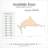Size reference chart for SWORD FISH TALL FIN