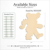 Size reference chart for Dancing Bear Cutout