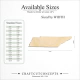 Size reference chart for TENNESSEE STATE CRAFT VARIANT