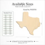Size reference chart for TEXAS STATE CRAFT VARIANT