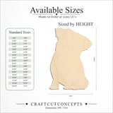 Size reference chart for TILTED HEAD SITTING DOG PUG