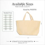 Size reference chart for TOTE BAG
