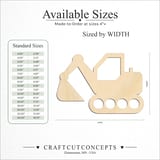 Size reference chart for TOY EXCAVATOR