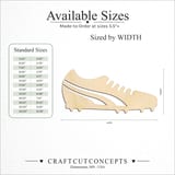 Size reference chart for Soccer Cleat