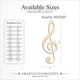 Size reference chart for TREBLE CLEF SLIM