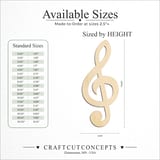 Size reference chart for TREBLE CLEF STANDARD