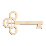 Laser-cut baltic birch silhouette of TREIPLE LOOP SKELETON KEY