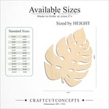 Size reference chart for TROPICAL LEAF