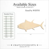 Size reference chart for Tuna Fish