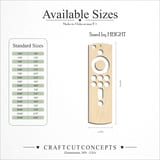 Size reference chart for TV Remote