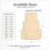 Size reference chart for TWO TIER CAKE ENGRAVED