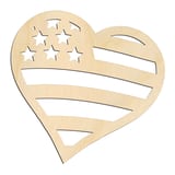 Laser-cut baltic birch silhouette of US FLAG HEART
