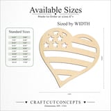 Size reference chart for US FLAG HEART