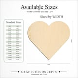 Size reference chart for VALENTINES HEART