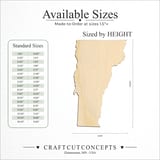 Size reference chart for Vermont State Silhouette