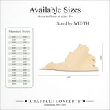 Size reference chart for VIRGINIA STATE CRAFT VARIANT