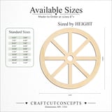 Size reference chart for WAGON WHEEL BROAD SPOKES