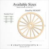 Size reference chart for Wagon Wheel Narrow Spokes