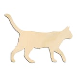 Laser-cut baltic birch silhouette of WALKING CAT TAIL UP