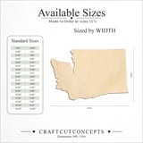 Size reference chart for WASHINGTON STATE CRAFT VARIANT